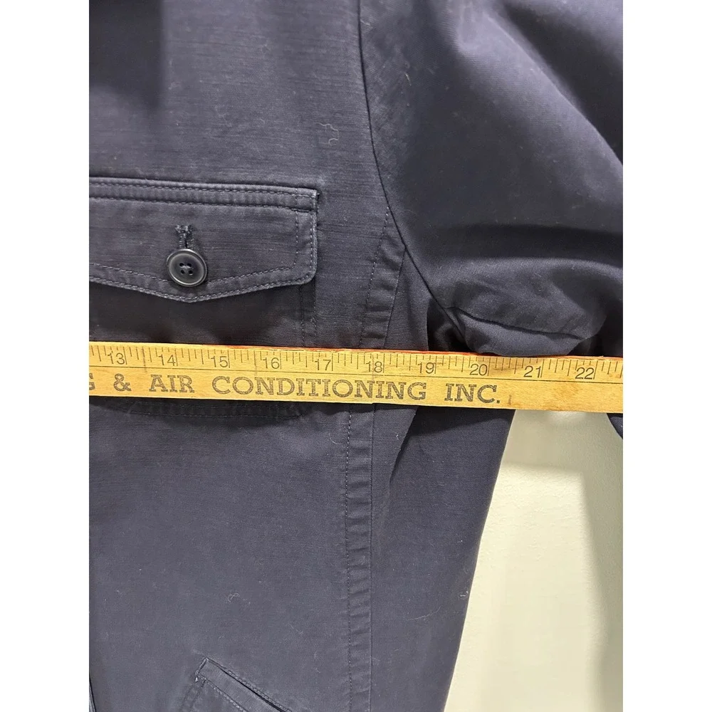 Talbots Navy Blue 100% Cotton Pom Pom Trim Utility Field Jacket Womens XL LK4907